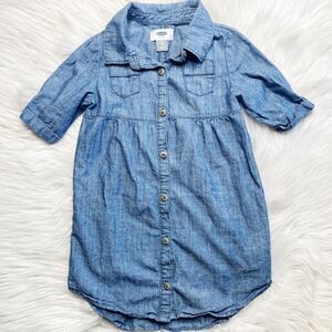Old Navy Denim Button Down Long Sleeve Dress Blue Size 5T